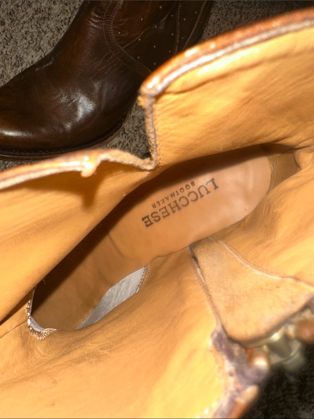 Lucchese Brown Studded Leather Western Ankle Booties - Picture 13 of 16